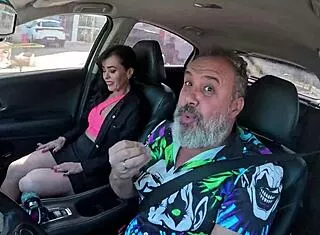 Hotwife milf rides bbc in car