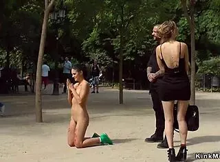 Naked Slim Brunette Fucked In Public