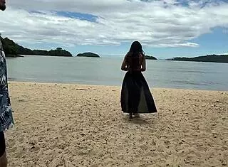 Beach Threesome With Big Cock Fun