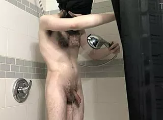 skinny femboy showers horny and obedient