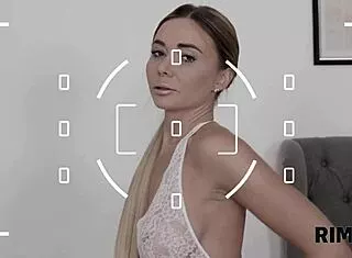 Blonde poses then licks ass for camera