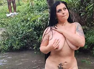 curvy colombian meets a stranger at the river and fucks outdoors