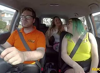 bbw newbie tested at orgy in fake driving school