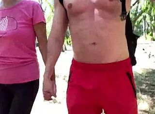 fuck and cum in her tiny thong in the public park