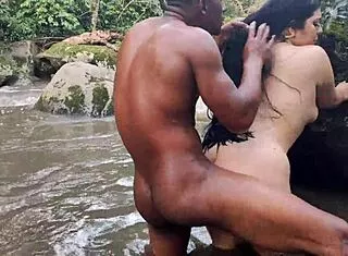 curvy colombian meets a stranger at the river and fucks outdoors