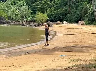 Accidental Homemade Sex In Public Beach Handjob And Outdoor Cumshot