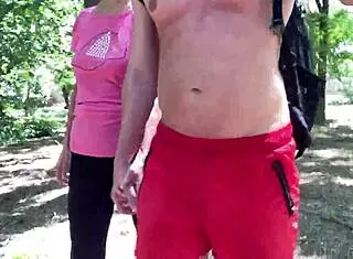fuck and cum in her tiny thong in the public park