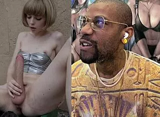 naked petite transgender girl getting hard
