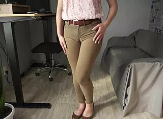 Naughty Colleague Showing Off Wedgie Pussy