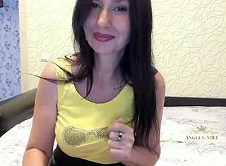 fucking milf jerks off clitoris caresses breasts and moans