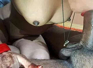 Desi wife gives passionate blowjob to husband in bedroom