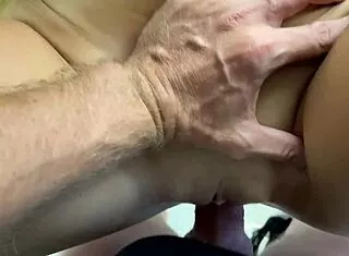 kitchen masturbation turns into rough sex with pussy creampie