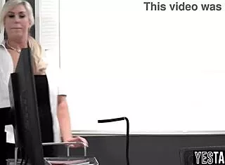 Huge tits bbw blonde milf fucks a big dick cleaner at her office