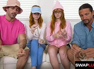 Redhead Stepdaughters Swap Stepdads For Backyard Camping