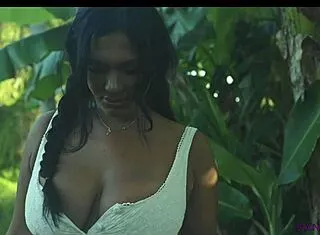 sanktor rides outdoors as curvy native american bbw with huge tits in cowgirl masturbation