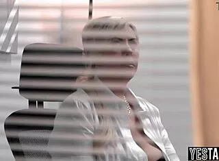 Huge tits bbw blonde milf fucks a big dick cleaner at her office
