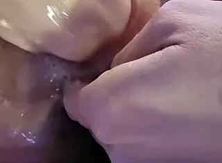Dirty talking wife squirts three times on video call
