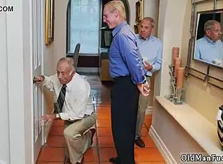 Blonde teen gives old man a handjob in shower for happy ending