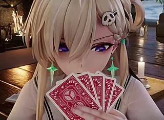 Game Night Turns Into Anime Threesome With Big Cock