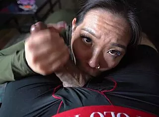 Sloppy Asian Handjob Ends With Huge Mouth Cum