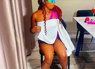 Drinking And Teasing Myself With Toys On A Dining Table