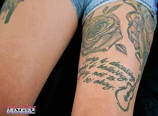 tattooed katie gives eager rimjob with messy handjob