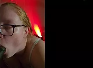 hot redhead with glasses worships bbc with her throat pt2