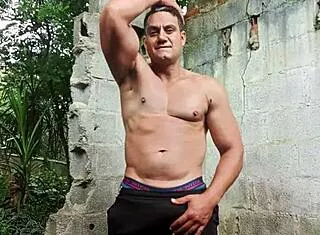 yuri gaucho stroking his huge cock hard