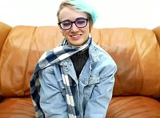 shy nerdy petite 18+ blue haired blonde teases deepthroat