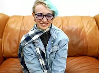 shy nerdy petite 18+ blue haired blonde teases deepthroat