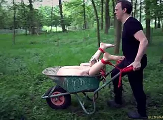 sub slave silenced with dripping gets fucked tied in bondage wood
