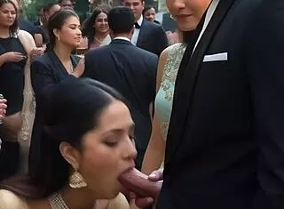 Bride sisters suck big cocks at wedding in group blowjob