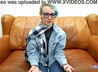 shy nerdy petite 18+ blue haired blonde teases deepthroat