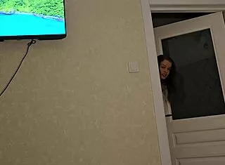stepsister caught performing oral act unexpectedly in dark setting