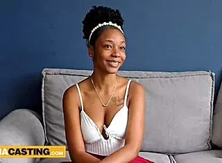 cute nice tits 18yo ebony rides big white cock
