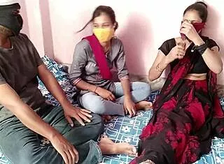 Indian guy fucks neighbor milf and bride in wild threesome