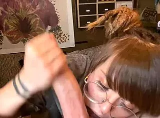 Cute Nerdy Girl Shows Her Deepthroat Skills On Big Dick