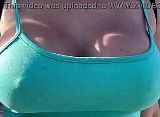 italian big tits milf walking around miami with her big boobs and hard nipples