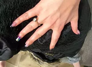 cum on my black fur downjacket blowjob