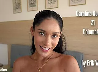 Cutest petite Colombian gets one man bukkake in casting