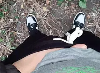 Risky lesbian masturbation in the forest