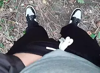 Risky lesbian masturbation in the forest