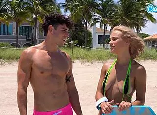 blonde teen with big natural tits picked up on beach