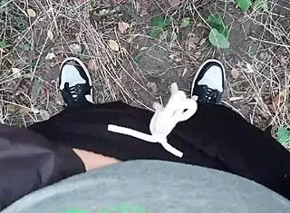 Risky lesbian masturbation in the forest
