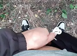 Risky lesbian masturbation in the forest