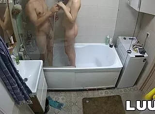 luuv esteban and foxy shower together she has nice natural tits