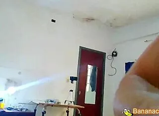 after the gym a skinny rich girl is going to fuck in black shorts and stockings