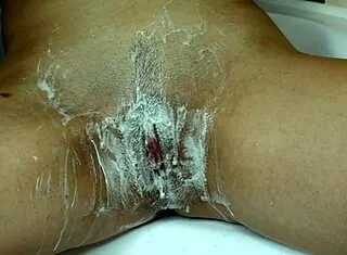 shaving a hairy pussy with a trimmer and a razor with shaving foam runway close-up free