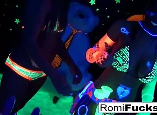 Romi rain & dani lesbian black-light fun 😏