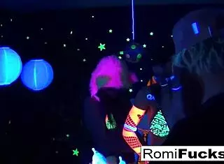 Romi rain & dani lesbian black-light fun 😏